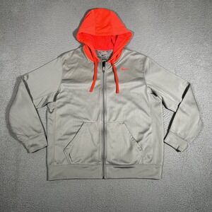 Nike Jacket Mens Large Gray Full Zip Hoodie Therma Fit Outdoor Casual Preppy